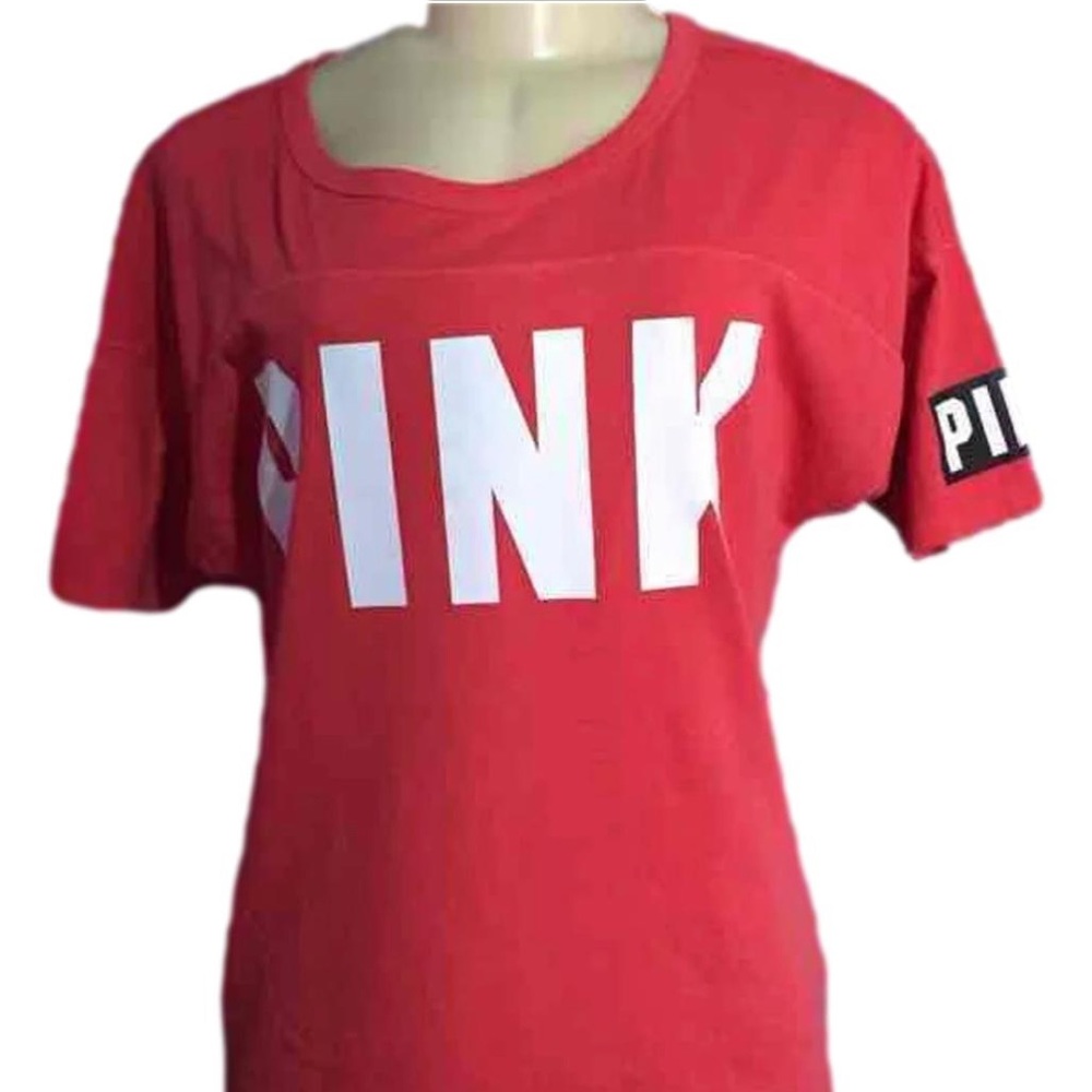 PINK Curved Hem Logo TeeSz XS